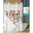 thumbnail image 2 of No Hook Shower Curtain with Snap in Liner, Fall Thanksgiving Vintage Dried Flowers Cotton Eucalyptus Leaves Shower Curtains for Bathroom, Washable Inner Liner with Mesh Top Window, 72"x84", 2 of 6