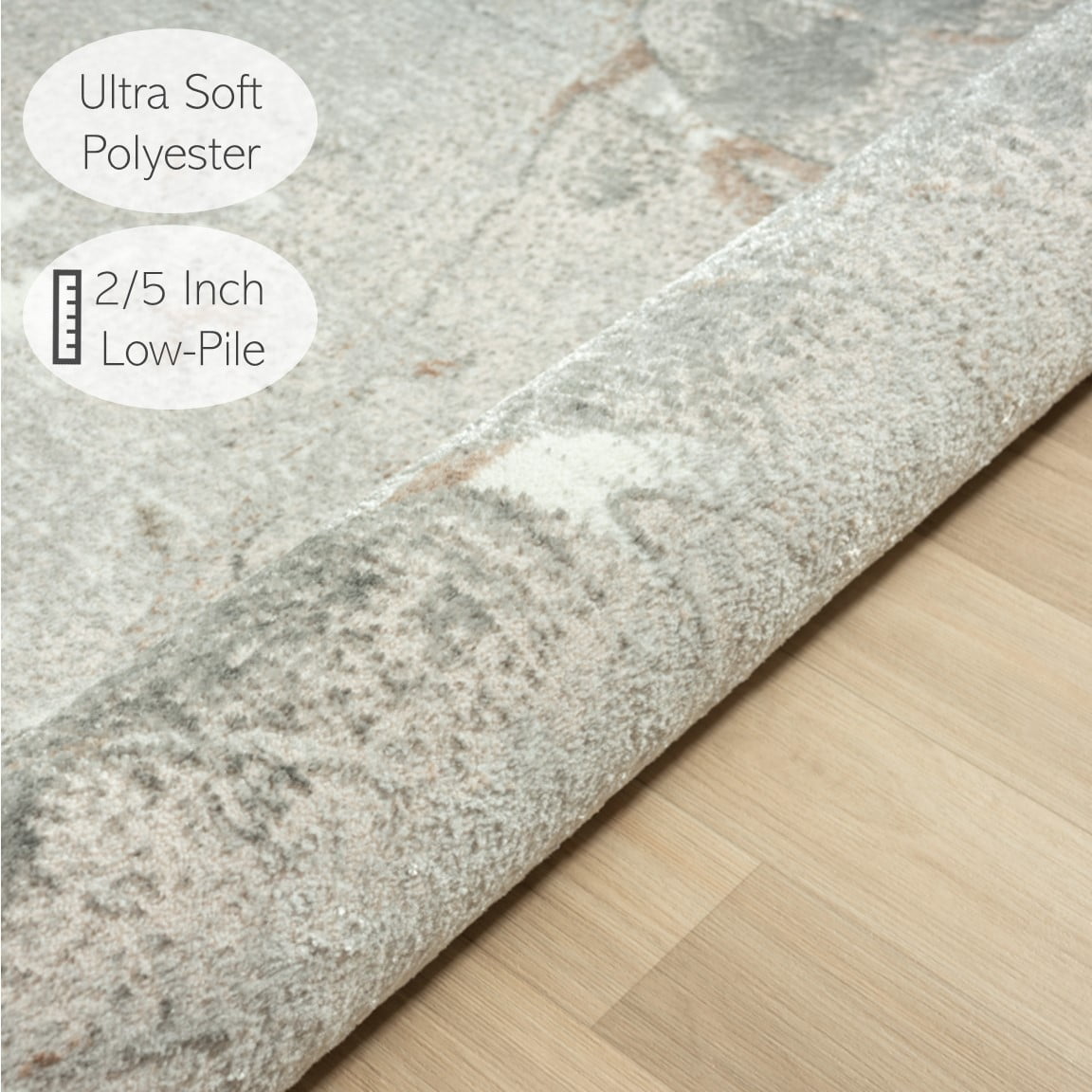 Ox Bay Bethany 2'6" x 8' Beige/Gray Abstract Durable Indoor Area Rug
