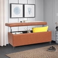 thumbnail image 4 of Homebeez 42 inch Wide Rectangle Lift Top Storage Ottoman Bench, Faux Leather with Large Storage Space for The Living Room, Entryway, Bedroom, 4 of 7