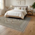 thumbnail image 3 of ODIKA 6'x9' Washable Area Rug Boho Farmhouse Mosaic Minimalist Frieze Seagrass Herringbone Refined Structured for Queen Size Bedroom, Under Bed, Master Suite, Easy Care, Non-Shedding, 3 of 7