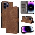 thumbnail image 1 of Phone Wallet Case for iPhone 15 Pro with Stand - Leather Folio Cover & Card Slots Brown, 1 of 5