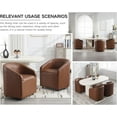 thumbnail image 6 of Guyou Leather Barrel Chairs, 24.5" Wide Accent Chairs for Living Room & Dining Room, Genuine Leather Lounge Chairs, Brown, 6 of 8