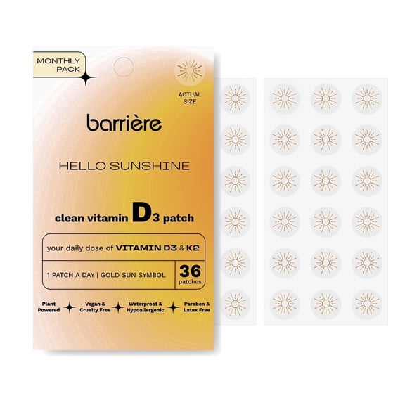barriere Hello Sunshine Vitamin D3   K2 Patches, Gold Sun Print, 36 Count