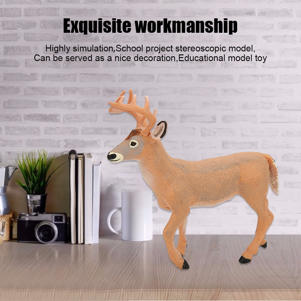 Tnfeeon Deer Figurines Toys Forest Animals Set Simulation Yellow White-Tailed Deer Model Ornaments Desktop Decoration Birthday for Kids 