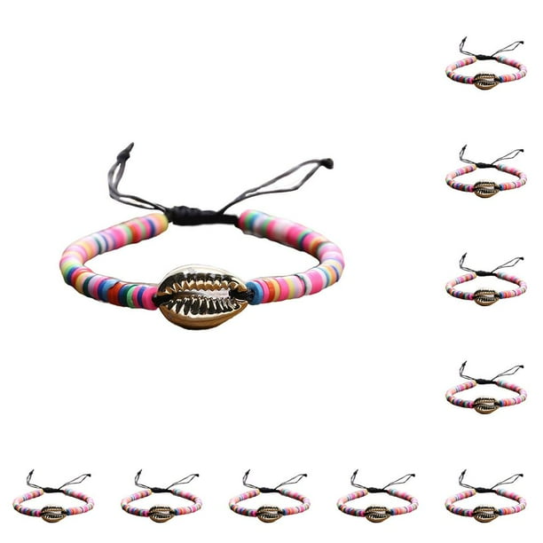 Juego de pulseras trenzadas Qarigey de concha colorido accesorios de mujer