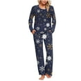 thumbnail image 2 of ZHYou Women's Christmas Pajama Sets Women Long Sleeve Long Pajamas Sets Loungewear Sleepwear Colorful Christmas Print Soft Comfortable Breathable Festive Holiday Edition,Navy,Size XL, 2 of 8