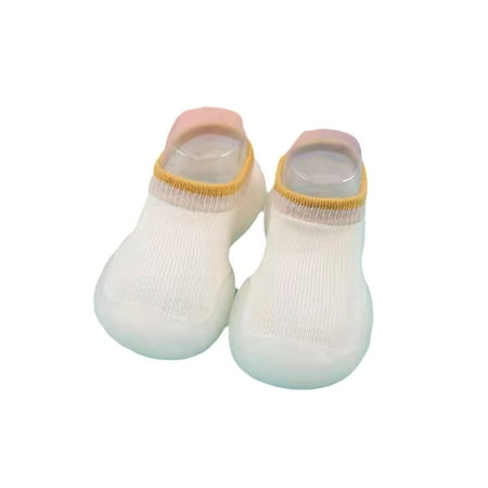 

Daeful Infant First Walking Shoe Knit Upper Socks Sneakers Prewalker Floor Sock Shoes Bedroom Casual Cute Rubber Sole Flats Beige 6.5C-7C
