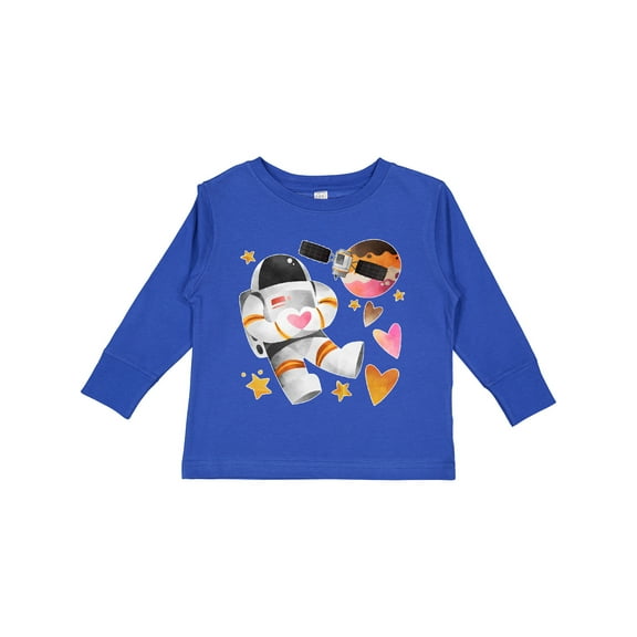 Inktastic Astronaut Valentine Outer Space Hearts Boys or Girls Long Sleeve Toddler T-Shirt