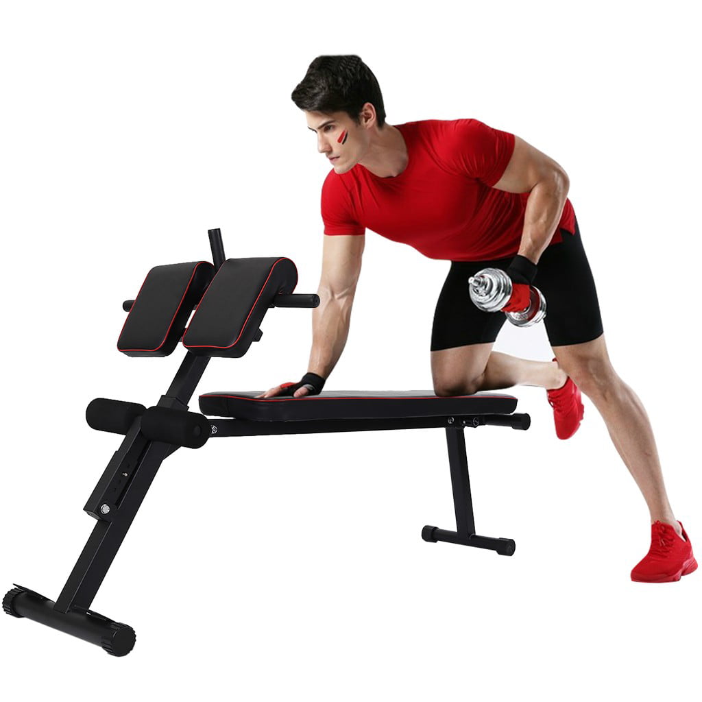 Neptunegym Multi-Functional Weight Bench Equipment Back Extension Ab Exercise Adjustable Fitness Workout Sets for Men Women Full Body Workout Sit up Decline Flat Bench Gym Black & Red Roman Chair 