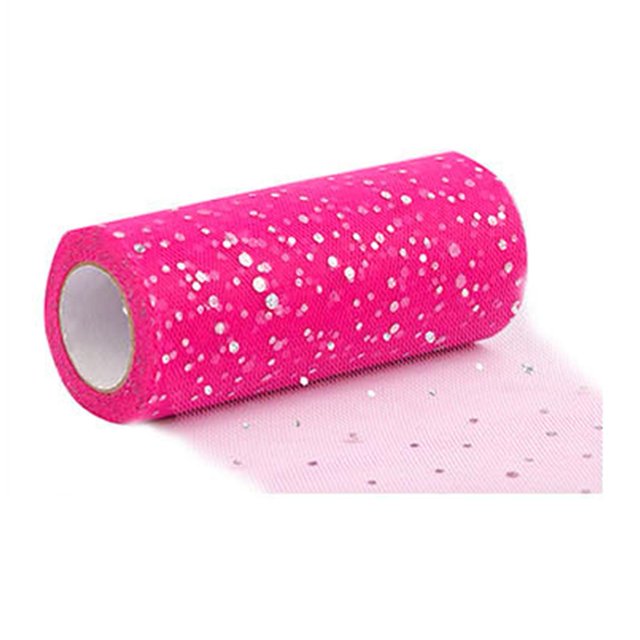 Jikaix 1 Rollo de Adorno de Purpurina Rollo de Tul Sin Olor Red Hilado Decoraciones de Guirnalda Cinta Transparente para Interiores