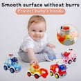 thumbnail image 6 of Chok 4PCS Toddler Push Go Cars Toy Wind Up Cars -Can Change Expression -Ambulance, Engineering Vehicle, Police Car, Fire Truck - Sensory Baby Car Toy Set, 6 of 7