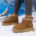 thumbnail image 4 of Fuzzy Platform Snow Boots for Women Cold Weather Warm Fleece Lined Fashion Plush Non Slip Winter Ankle Booties Slip-On Mid Calf Short Boots, 4 of 7