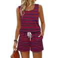 thumbnail image 3 of Stralyhd 2 Piece Sets for Women Striped Tank Top Summer Casual Sets Vacation Short Outfits Matching Lounge Set Sleeveless Outfit Pink L, 3 of 5