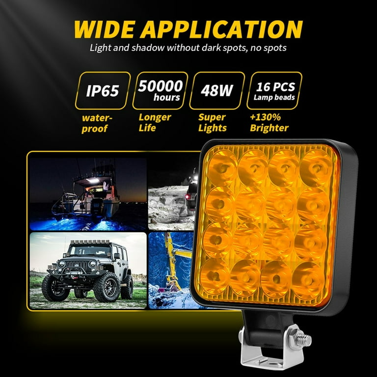 Willpower 2 stks 3.3 Inch LED Strobe Waarschuwingslichten, Amber