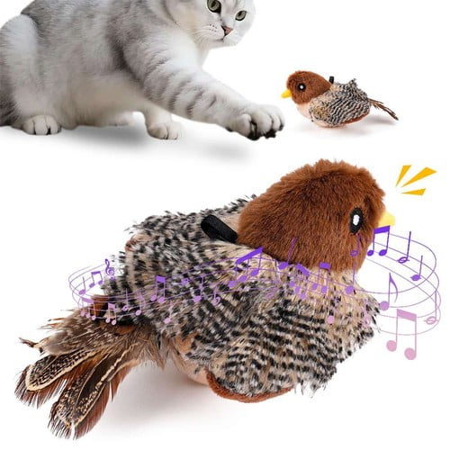 TekDeals Interactive Chirping Bird Cat Toy Flapping Automatic Bird Sound For Cat Exercise