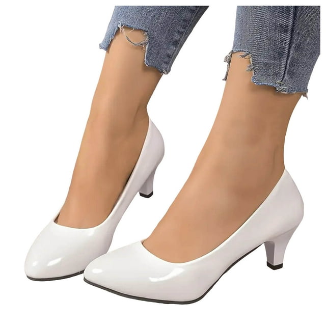 Womens Kitten High Heels Dress Shoes for Ladies 2025 Glitter Leather Pointed Toe Formal Business Work Pumps
