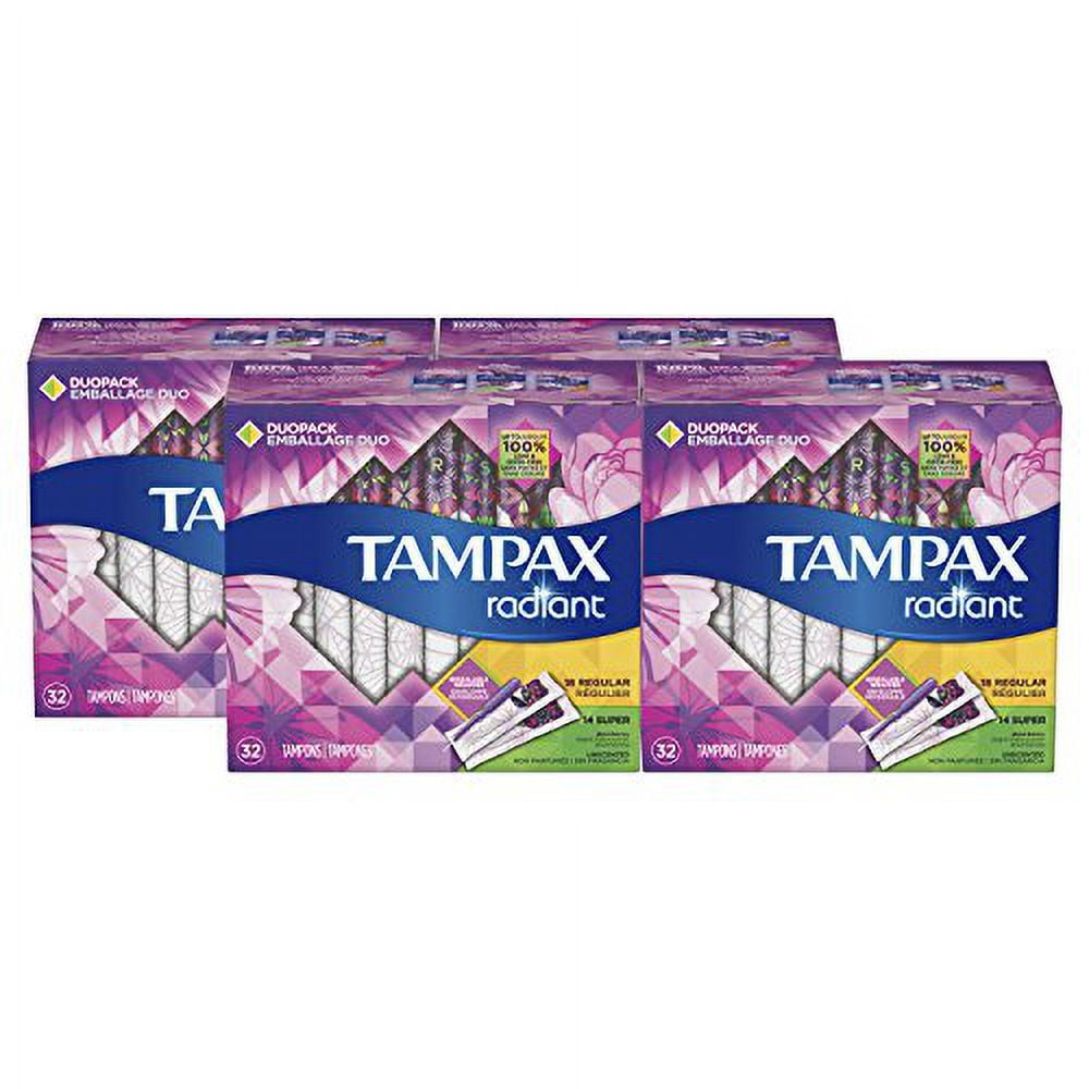 Tampax Radiant Regular + Super Absorbency Unscented Tampons Duo Pack, 28  count - Kroger