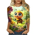 thumbnail image 2 of JTZGDY Funny Bee Shirts for Women Loose Fit Casual Summer 3/4 Lenght Sleeve Crewneck Tunic Blouse Trendy Oversized Dressy Pullover Tops Yellow#15 XXXXXL, 2 of 6