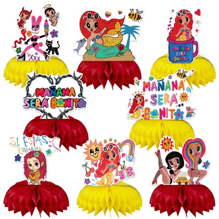 Bonito Fiesta Honeycomb Centerpieces - 8Pcs Double-Sided Table Decorations for Manana Sera Birthday Party Supplies. Perfect for Boys and Girls!