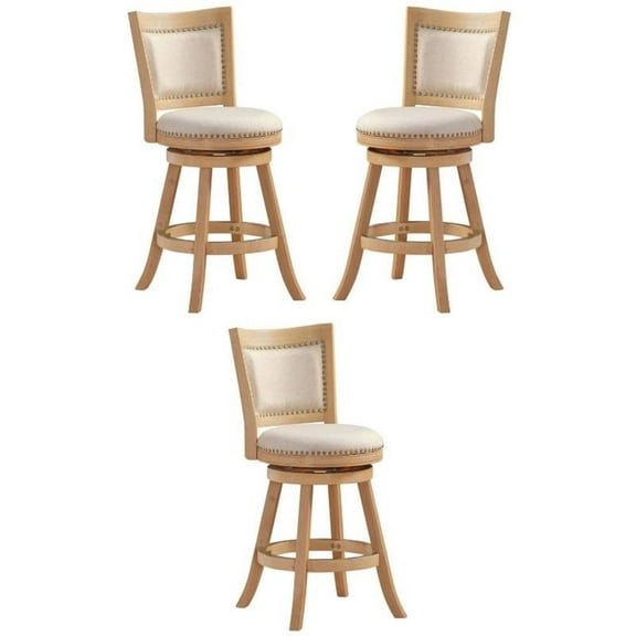 Home Square 24" Counter Stool in Driftwood Creme Wire-Brush & Ivory - Set of 3