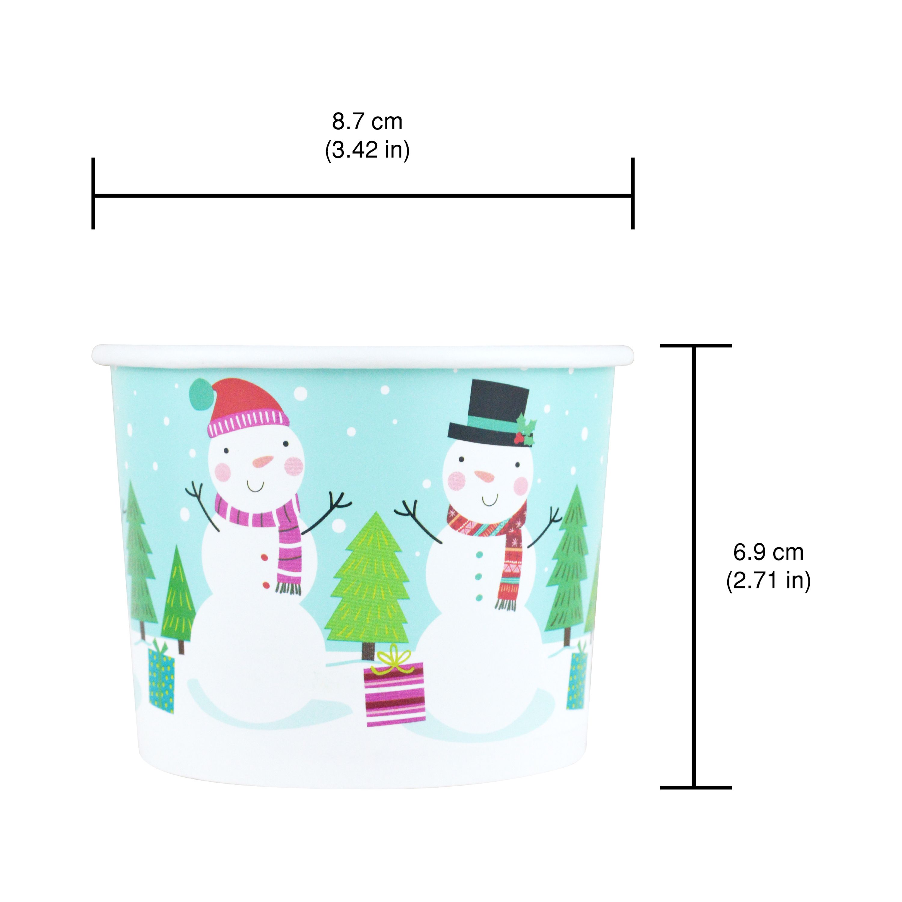 3.375 in Dia (Top), 2.625 in H, 9 Ounces Capacity, 6 Pieces Multicolor Disposable Paper Treat Cup, Christmas, Paper Partyware, Holiday Time