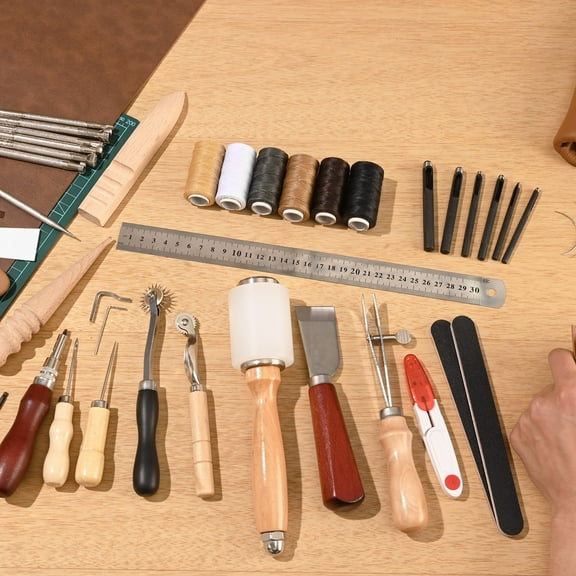 Complete Leather Working Kit 59 PCS – Includes Stamping, Punching, Engraving & Sewing Tools
