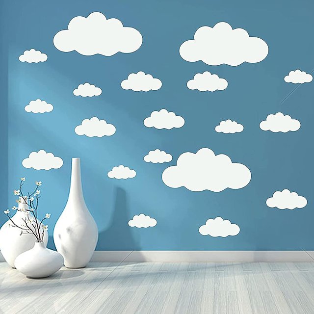 Calcomanías de pared de nubes grandes, pegatina de vinilo grande extraíble, papel tapiz autoadhesivo para sala de estar, guardería, niños, bebés, niños, niñas, decoración de dormit
