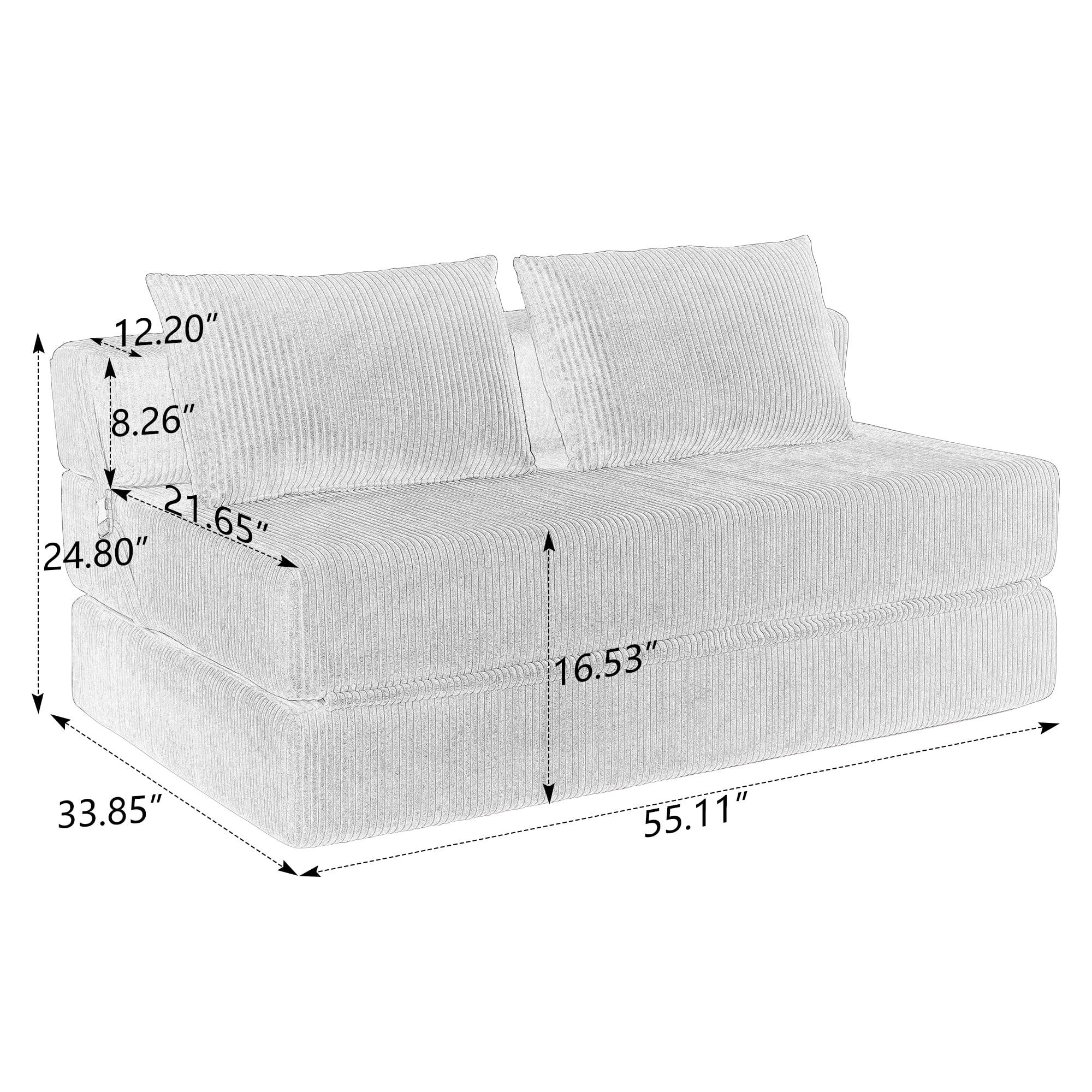Miniyam Black Heavy-Duty Sofa Bed, 55"x80" Ergonomic Sleeper Chair for Office, Converts from 33"W Seat to Guest Bed, Durable Foldable Design