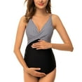 thumbnail image 1 of Ecavus Women's Maternity Swimsuit One Piece V-Neck Swimwear, 1 of 5