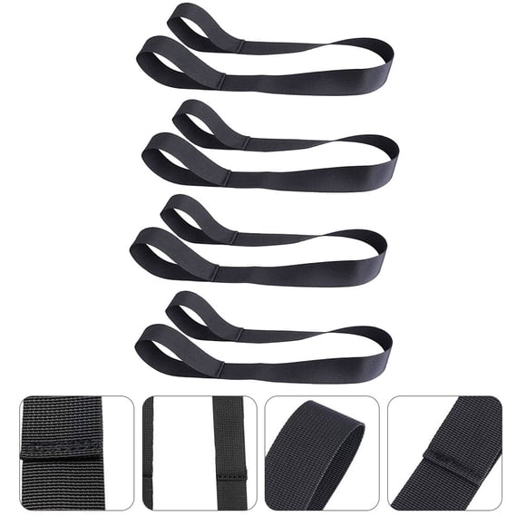 Minkissy 4Pcs Ski Boots Strap Skiing Accessories Black Polyester for Men Women