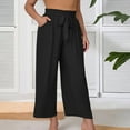 thumbnail image 2 of TYGHBN Women's Plus Size Wide Leg Pants with Pockets High Waisted Palazzo Adjustable Tie Knot Flowy Trousers plus Size Casual Pants Rompers for Women Stretchy Yoga Women's Casual Pants for Work Women, 2 of 6