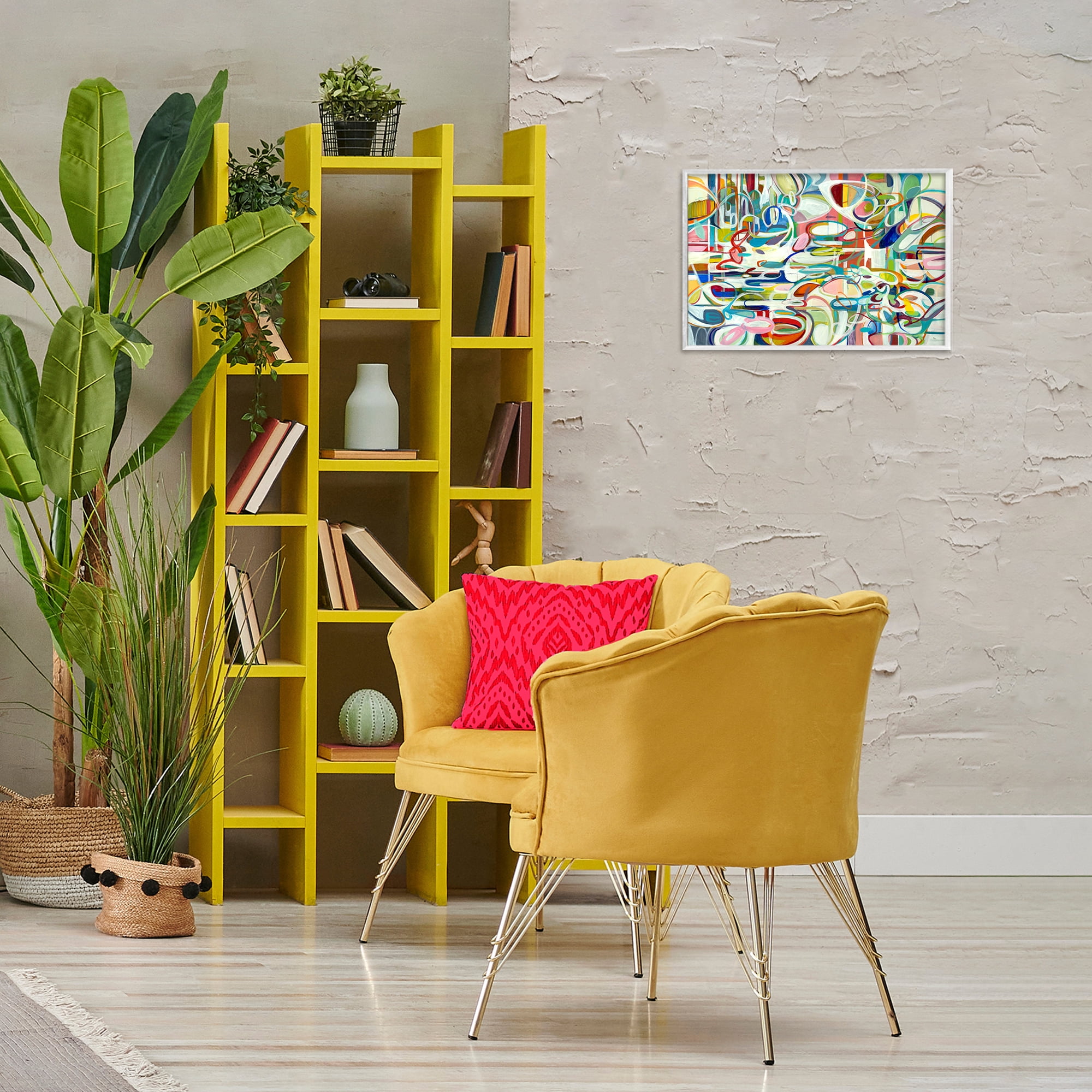 Stupell Industries Round Geometric Pattern Abstract Painting White Framed Art Print Wall Art, 18 x 12