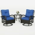 thumbnail image 3 of MRUAKA 3 Pieces Patio Furniture Set, Outdoor Swivel Gliders Rocker, Wicker Patio Bistro Set with Rattan Rocking Chair, Glass Top Side Table and Thickened Cushions for Porch Deck Backyard(Blue), 3 of 7