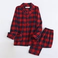 thumbnail image 3 of VISALY Women Pajama Sets Two Piece Pajama Set Plaid Fashion Sleepwear Comfort Soft Button Down Pajamas Cotton Breathable Longrwear Long Sleeve Lapel Shirt with Pocket Long Pant Fall Dark Blue Xxl, 3 of 8