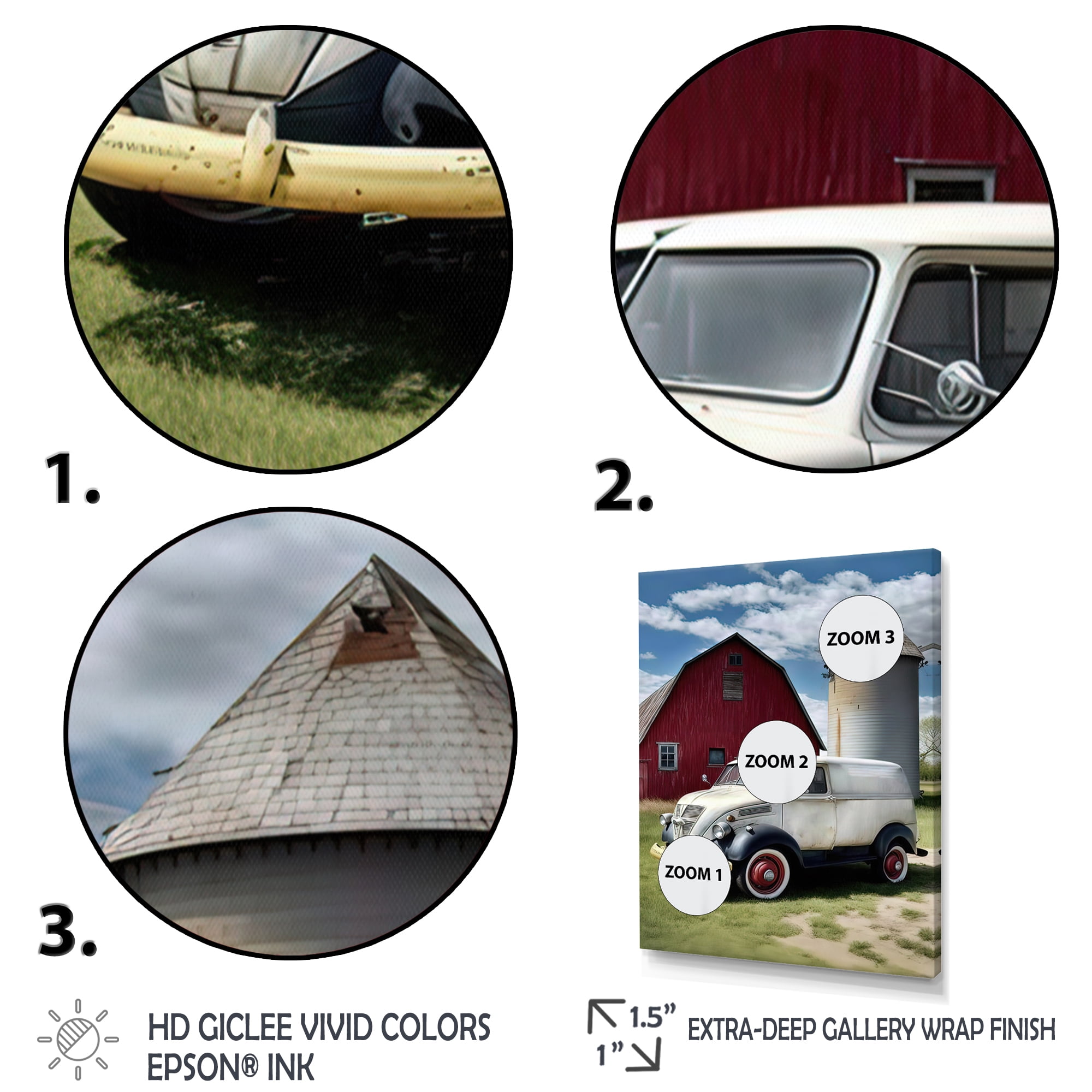 Designart Milk Truck At The Barn Canvas Wall Art