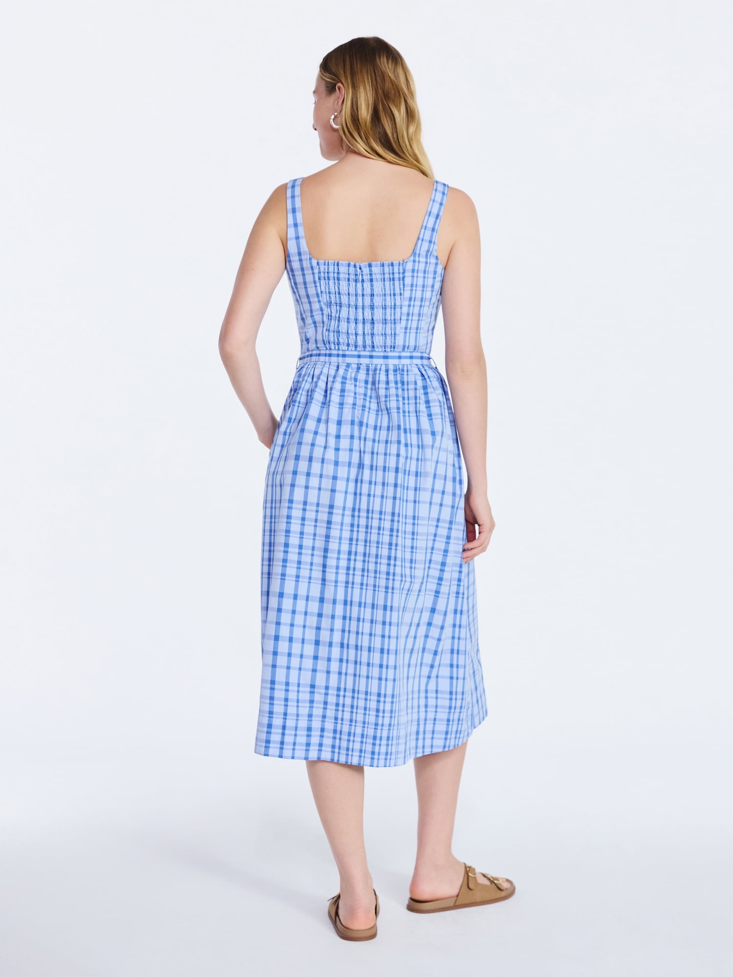 Free Assembly Women’s and Women's Plus Sleeveless Belted Cotton Midi Dress, Sizes XS-4X