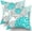 Dahlia Aqua, variant on Navy Blue and Gray Leaf Throw Pillow Cover 16x16 Inch Pack of 2 White and Light Blue Spring Cushion Pillow Case Square Cotton Eucalyptus Pillowcase for Summer Party Bed Sofa Home Car Bedroom Outdoor