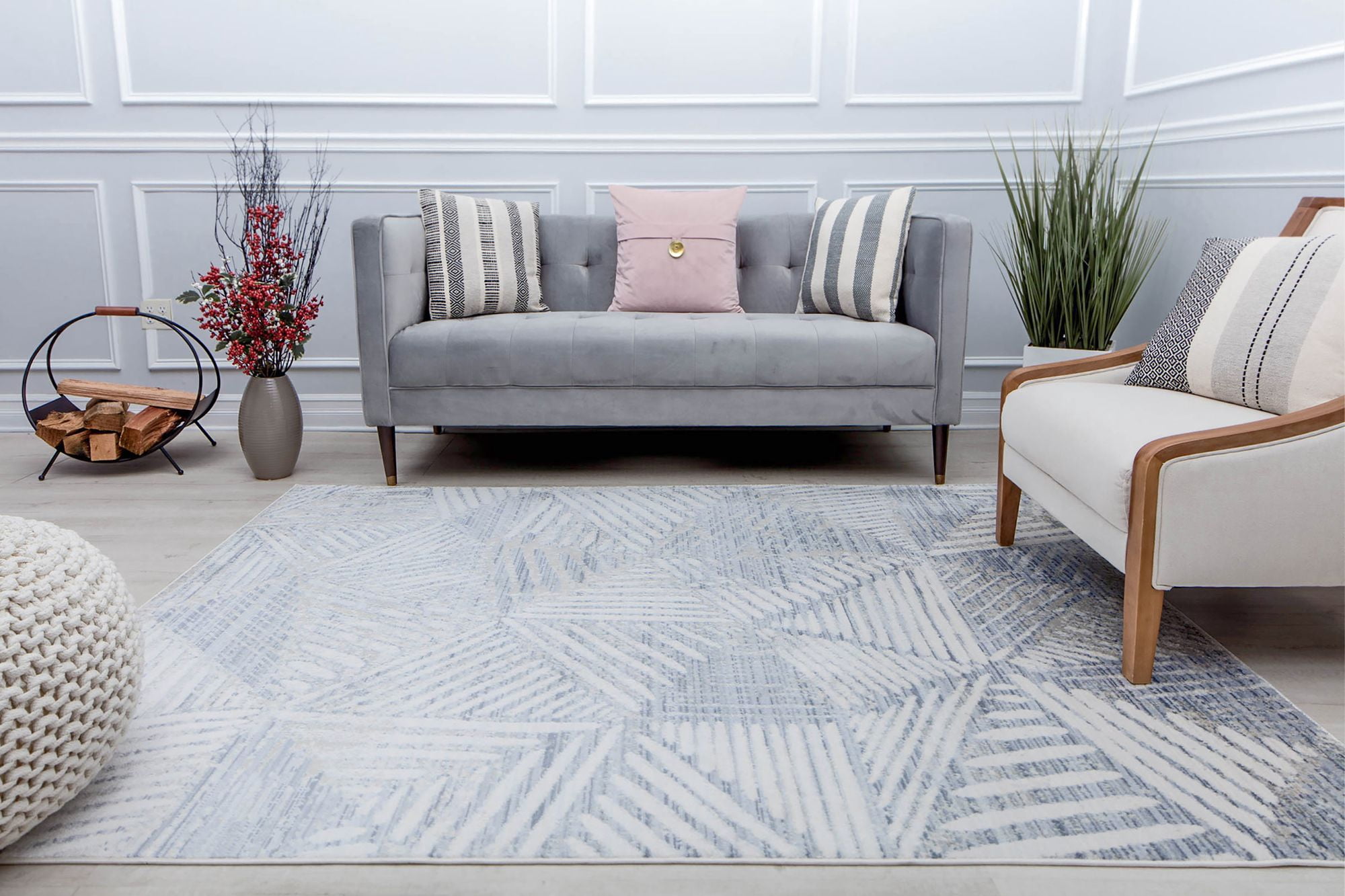 Rugs America Romeo JL60A Genesis White Abstract Vintage Gray Area Rug, 2'6" x 8'