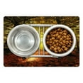 thumbnail image 1 of Fall Pet Mat for Food and Water, Blurry Hazy View of Forest Defoliation Mysterious Dramatic Dreamlike View, Non-Slip Rubber Mat for Dogs and Cats, 18" X 12", by Ambesonne, 1 of 2