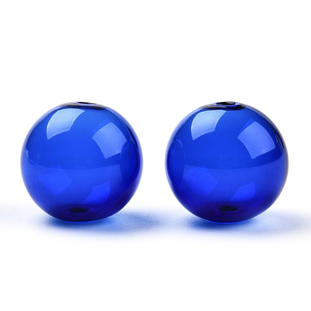 100pcs Transparent Blow Glass Globe Beads Round for DIY Wish Bottle Pendant Glass Beads Dark Blue 18x17mm Hole: 2mm