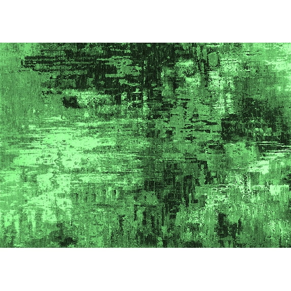 Ahgly Company Indoor Rectangle Oriental Emerald Green Industrial Area Rugs, 4' x 6'