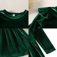 thumbnail image 2 of OBEEII Toddlers Baby Girls Fall Long Sleeve Solid Color Ruffled Velvet Dress Baby Girls Cake Smash Dress Wedding Flower Girl Dress 12-18 Months Green, 2 of 9