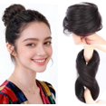 thumbnail image 1 of Yanonmyfd Straight Human Hair Bun Hairpiece for Women with Thin Hairs,Wavy Ponytail Topper Hairpiece with Elastic Band for Instant Thick Updo Small Messy Bun Hairpieces Natural Black 1PCS, 1 of 7