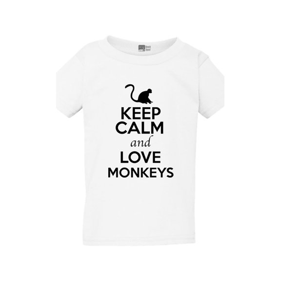 Keep Calm And Love Monkeys Ape Animal Lover Toddler Kids T-Shirt Tee
