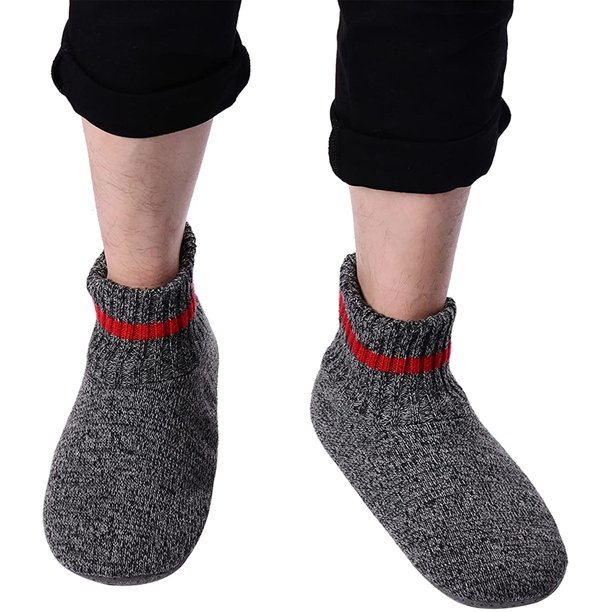 FFIY Mens Slipper Fuzzy Socks Fluffy Winter Cabin Cozy Warm Soft Fleece  Thick Comfy Gift Socks with Grips 