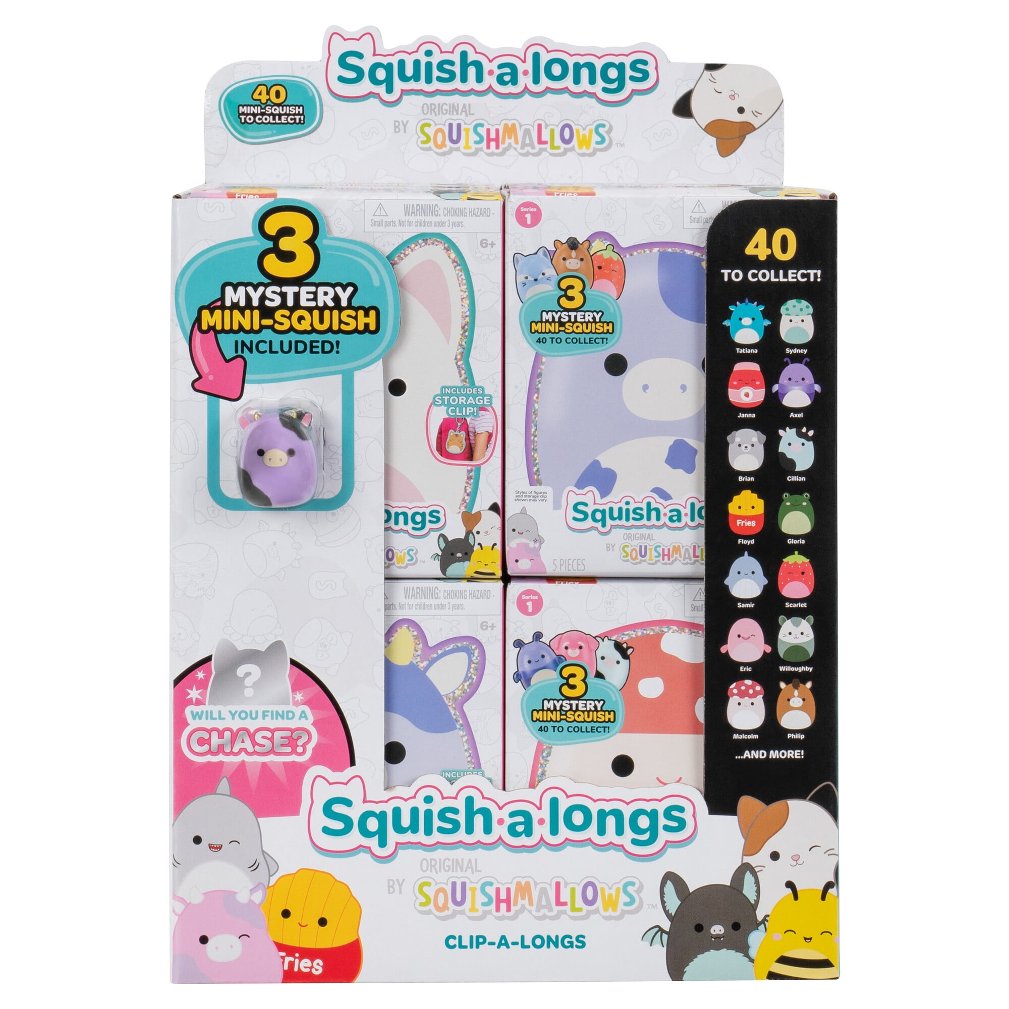 (2 pack) Squishmallows Squish-a-Longs Clip-a-Longs – 1 Random Mini Plush, Styles May Vary