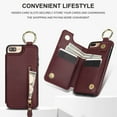 thumbnail image 6 of Cutyskin for iPhone XS / X Wallet Case【RFID Blocking】 with Card Holder Cash Pocket Zipper Bills Slot, Soft PU Leather Magnetic Back Folio Kickstand, Finger Ring Holder Hook Phone Case, Jujube Red, 6 of 9