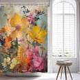thumbnail image 5 of Floral Shower Curtain Watercolour Flowes Shower Curtains for Bathroom Vintage Hibiscus Bellis Perennis Lily Colourful Planta Flowers Decor Set with 12 Hooks 72x72 inches (D), 5 of 6