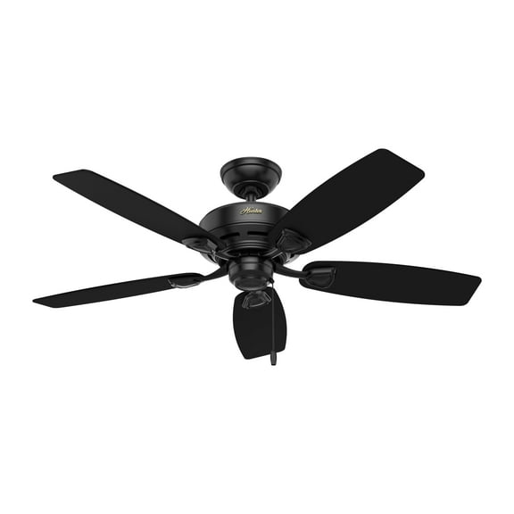 Restored Hunter Fan 48 inch Modern Matte Black Outdoor Ceiling fan with Pull Chain , 5 Blades (Refurbished)