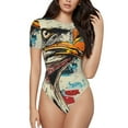 thumbnail image 1 of Balery Retro American Eagle Body de cuello redondo de manga corta para mujer Tops de manga corta Tops básicos-Medium, 1 of 7